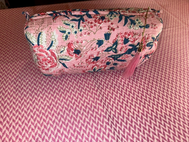 Pink Floral set of three wash bags