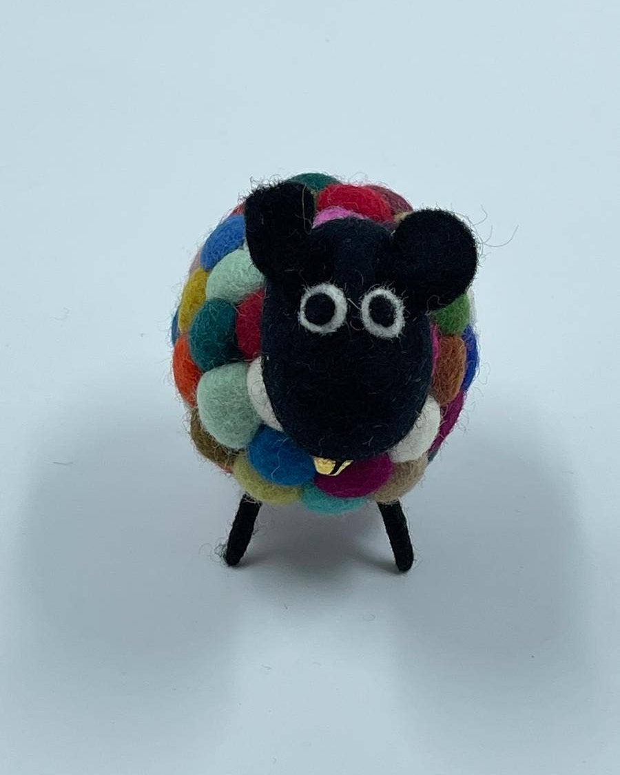 Handmade Felt Rainbow Pompom Sheep