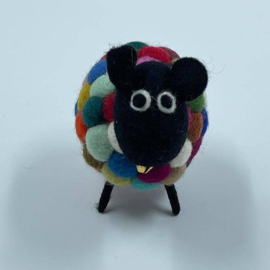 Handmade Felt Rainbow Pompom Sheep