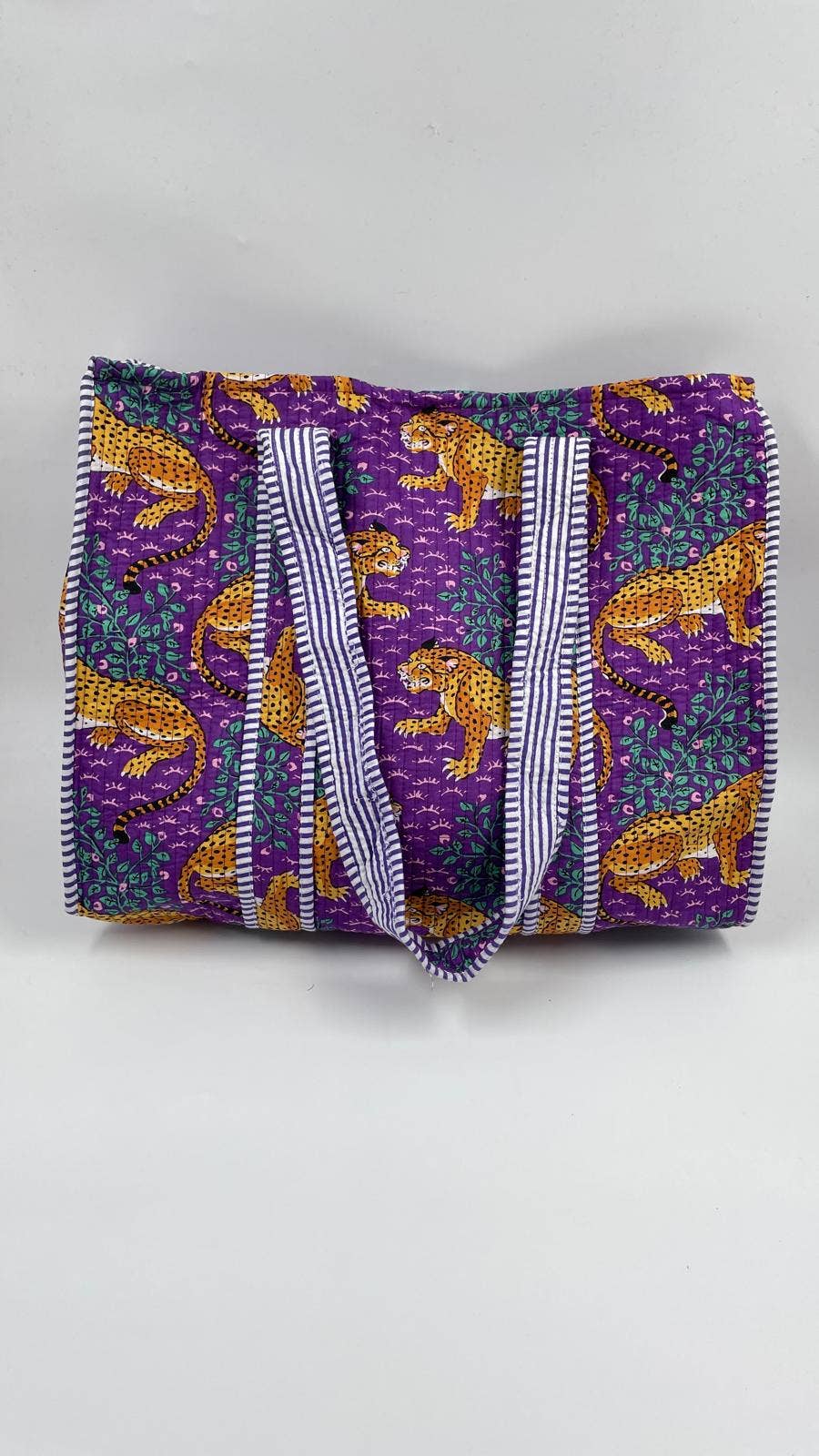 Purple Tiger Kantha Quilted  Tote Bag