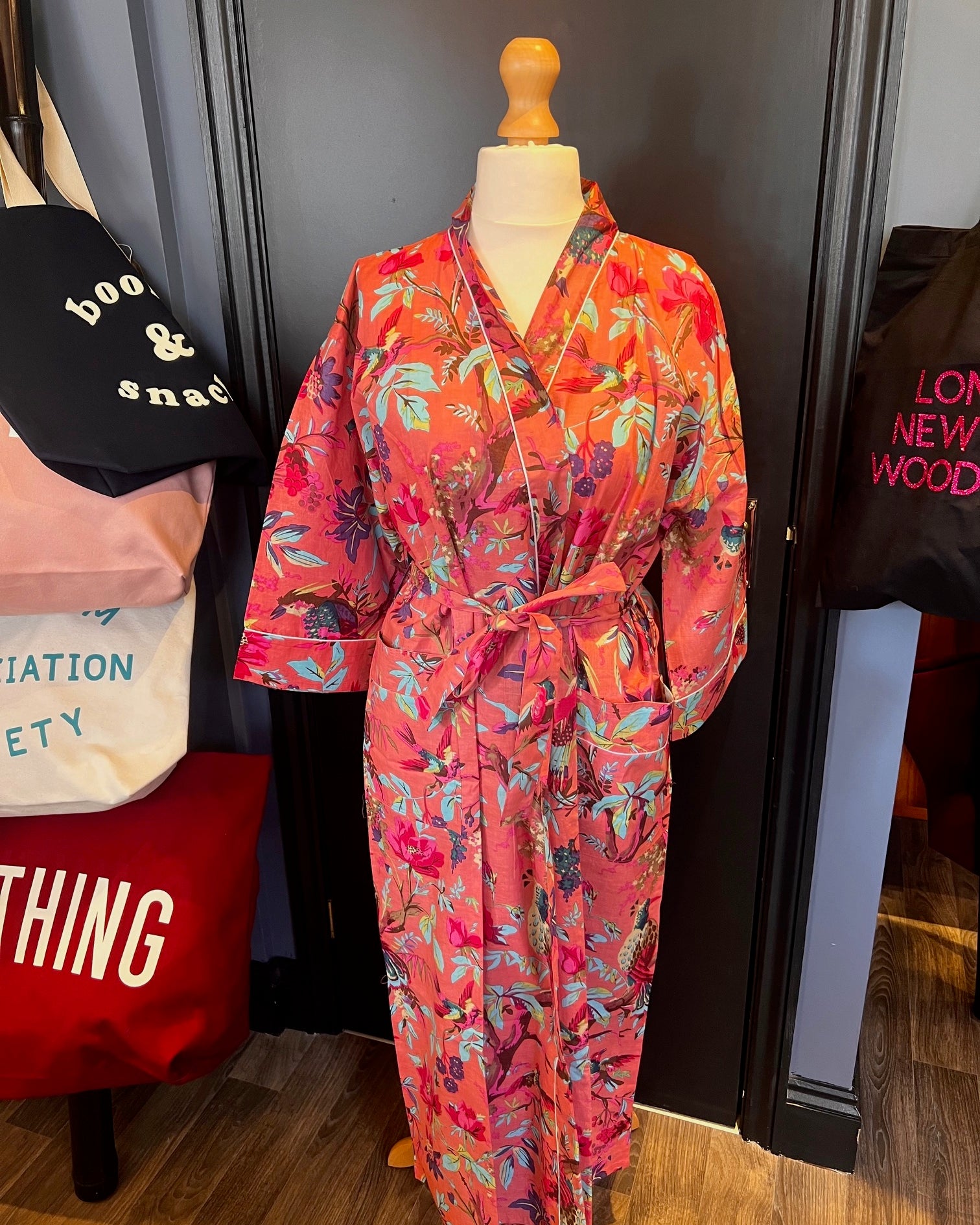 Kimono - Peach Plants and Birds