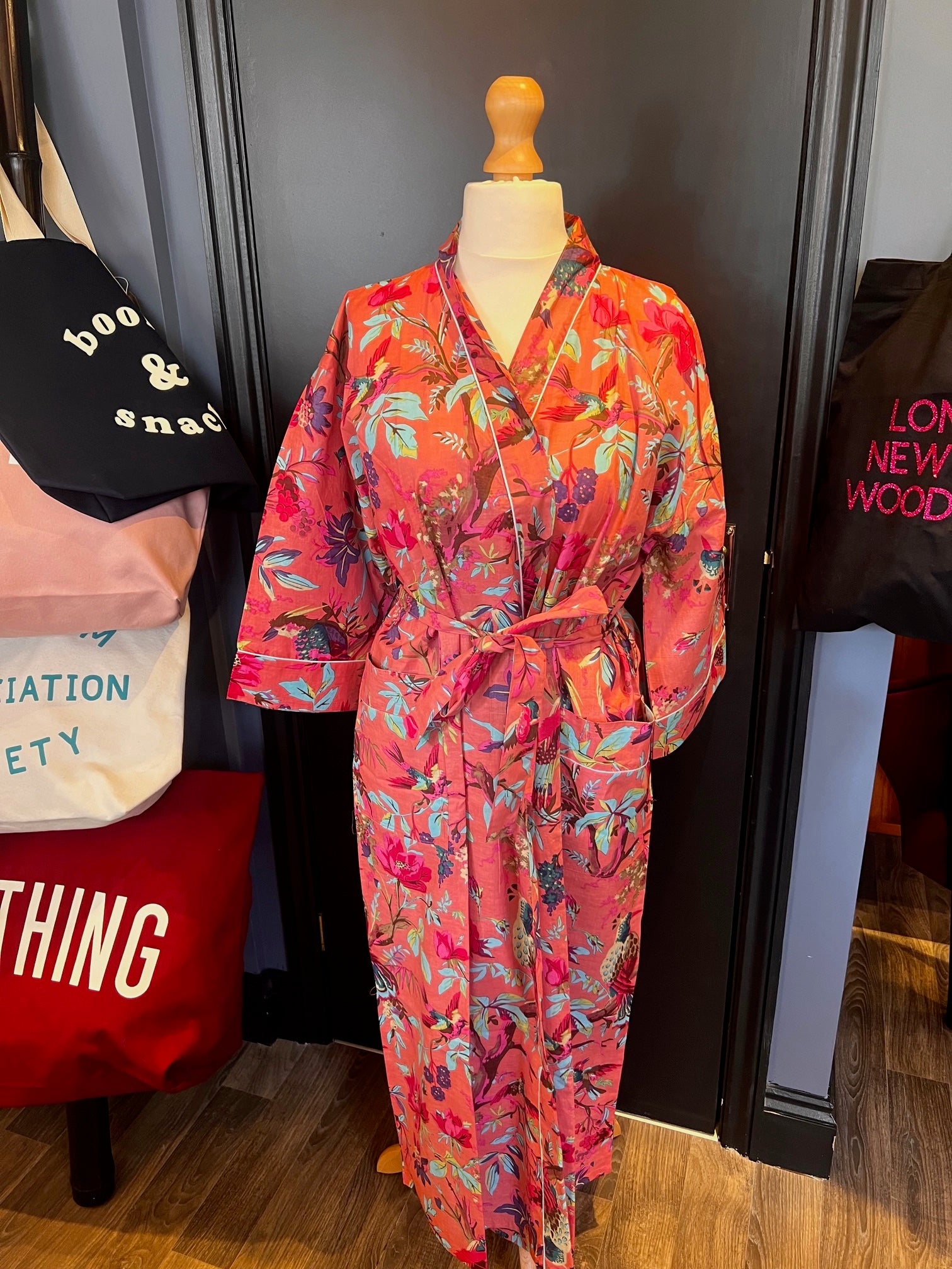 Kimono - Peach Plants and Birds