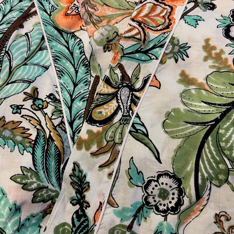 Kantha Kimono - White with Tropical Plants