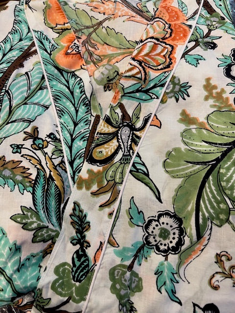 Kantha Kimono - White with Tropical Plants