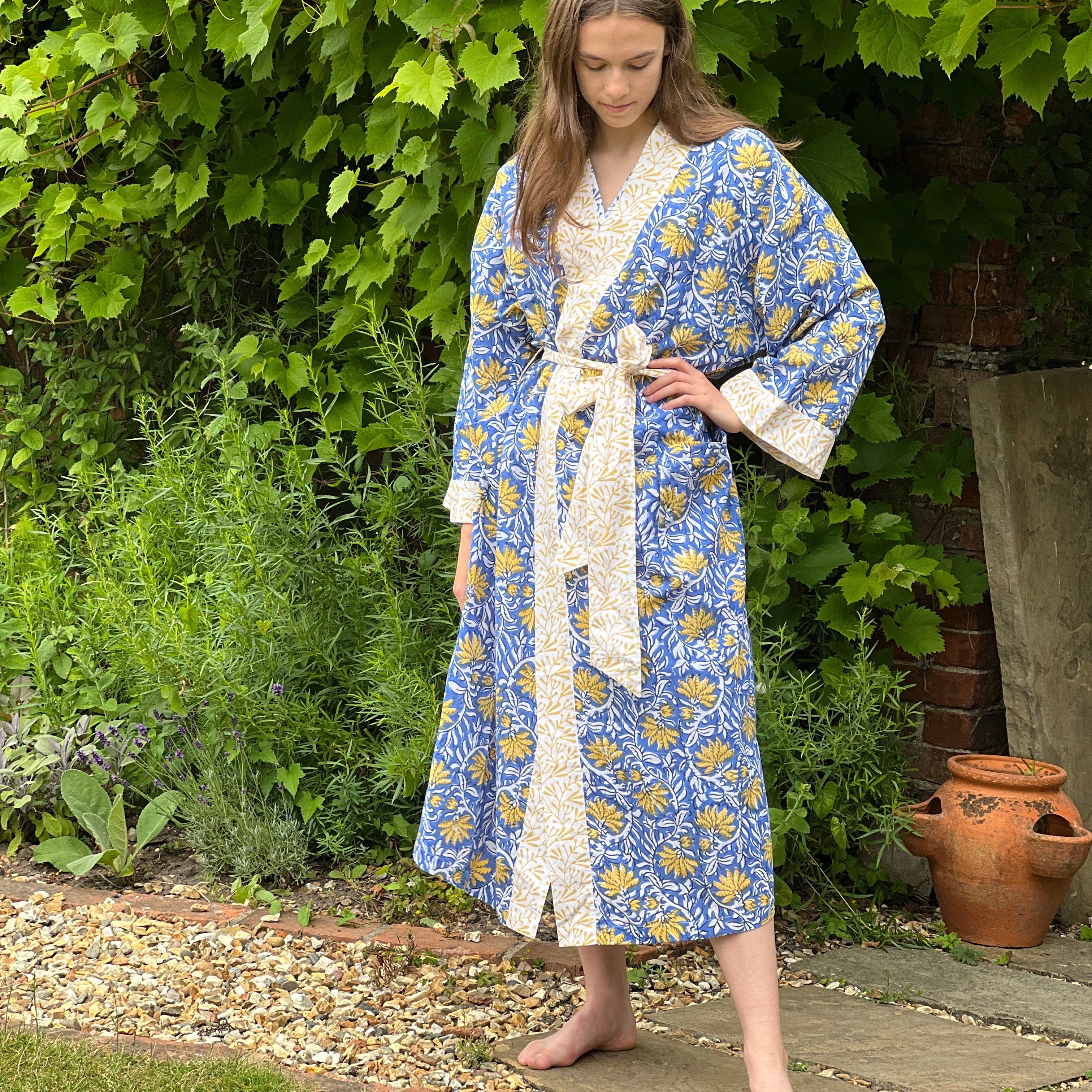 Jaipur Kimono - Yellow & Blue