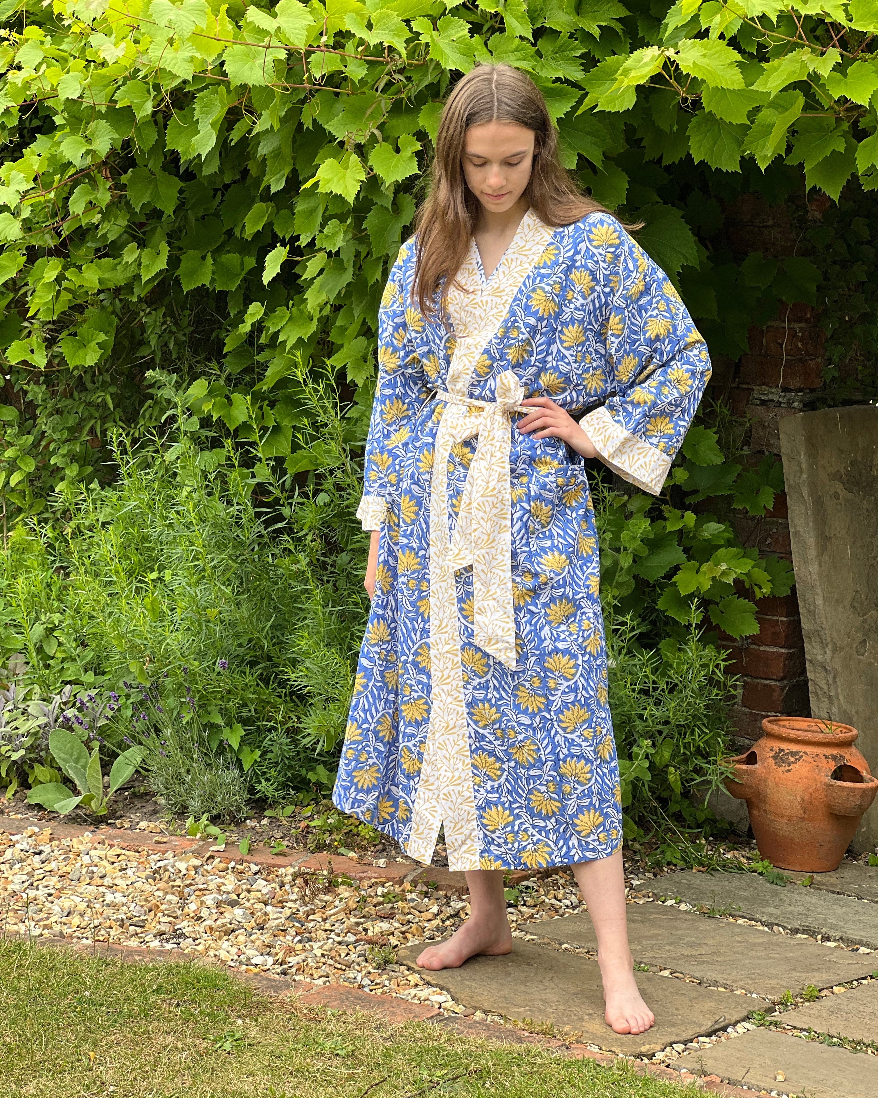 Jaipur Kimono - Yellow & Blue