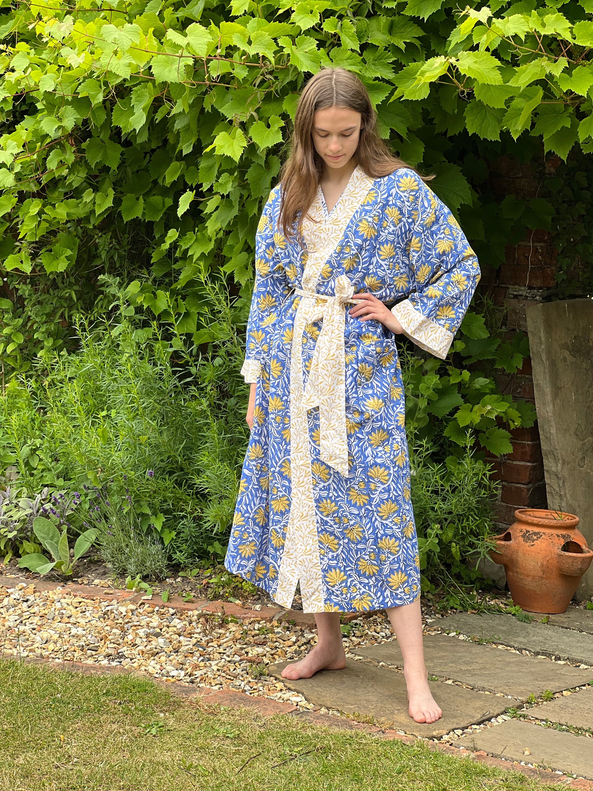 Jaipur Kimono - Yellow & Blue