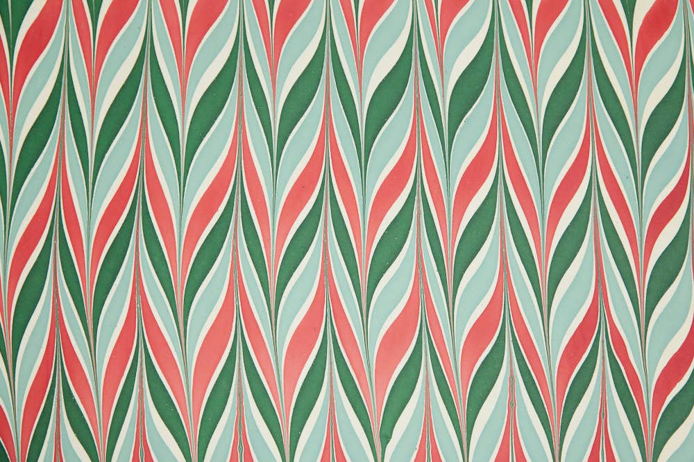 Hand Marbled Christmas Wrapping Paper - CandyStripes Festive