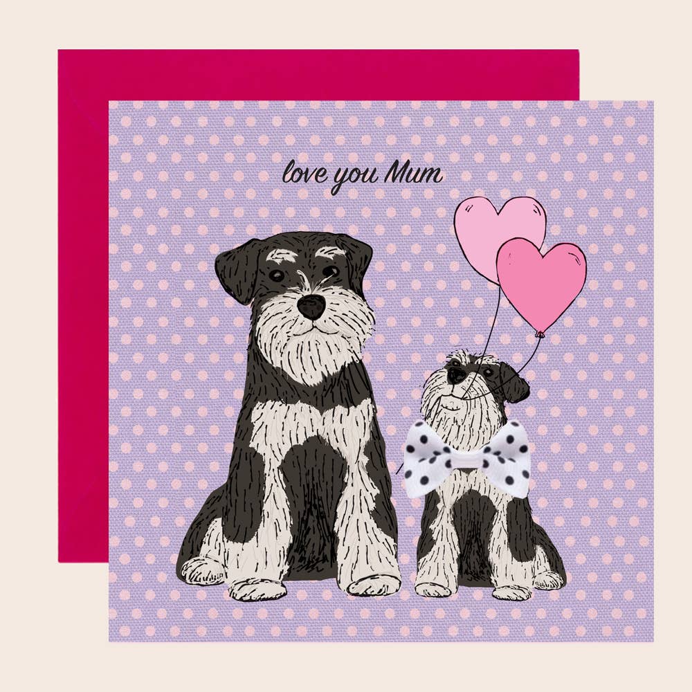 Mother's Day Card Schanuzer Dogs with Ribbon Bow