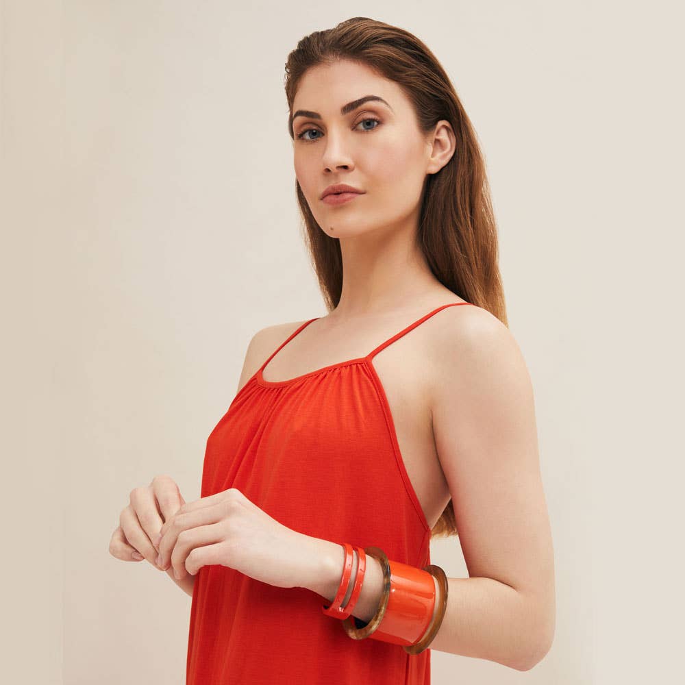 Orange horn cut out cuff: Large