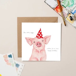 Lil wabbit - Piggy Birthday Card