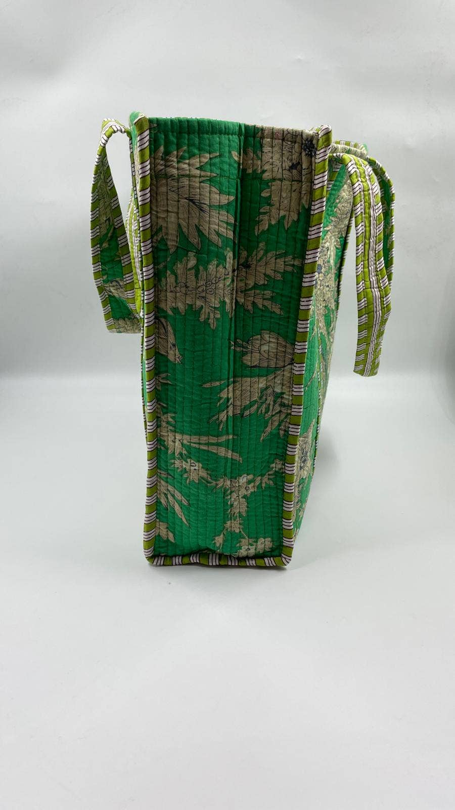 Green Marigold Cotton Kantha Tote Bag