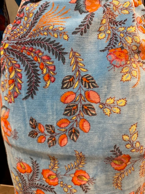 Blue Floral Velvet Kimono