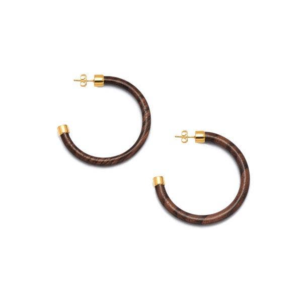 Slim Rosewood hoop earring - Gold