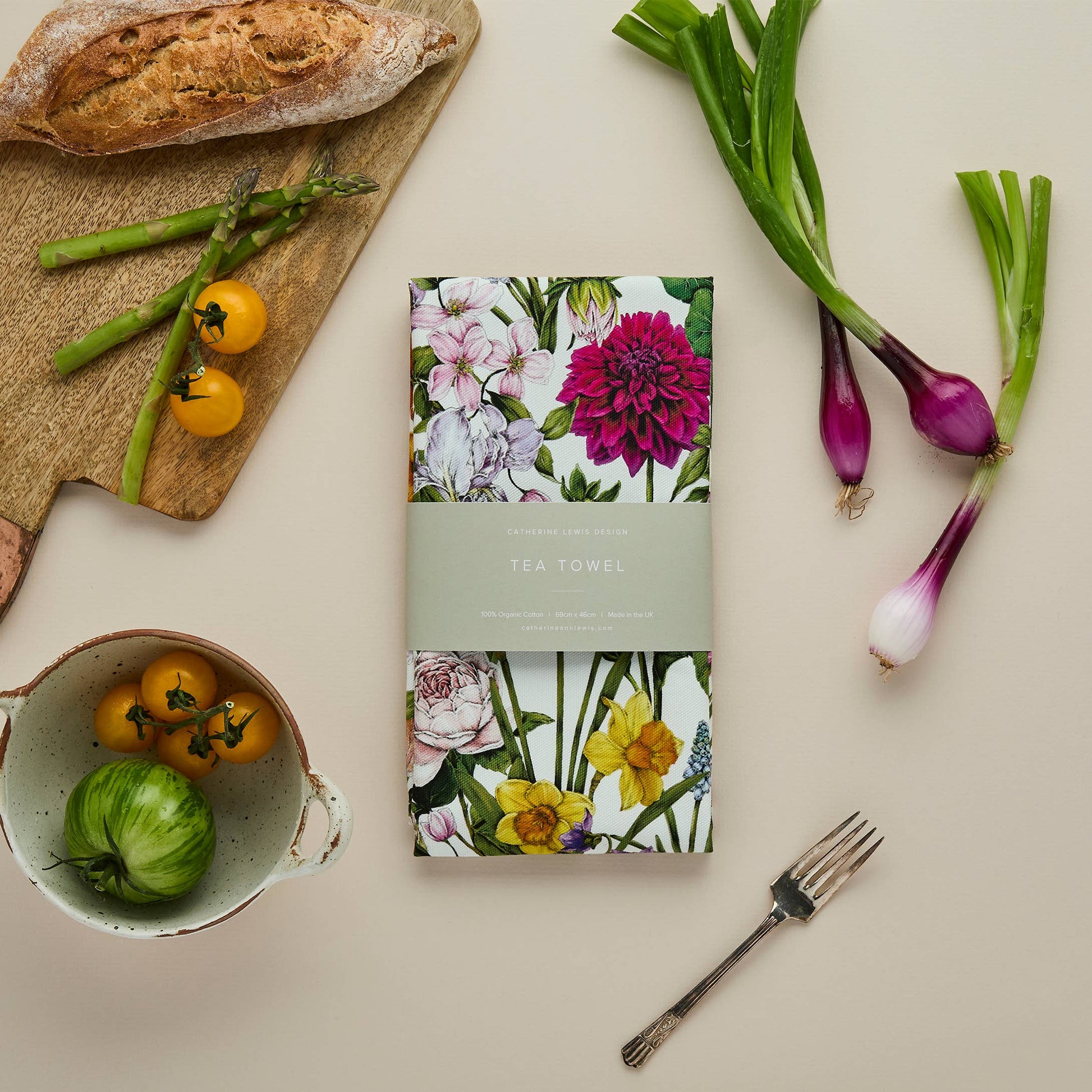 Bountiful Blooms - Tea Towel - Ivory