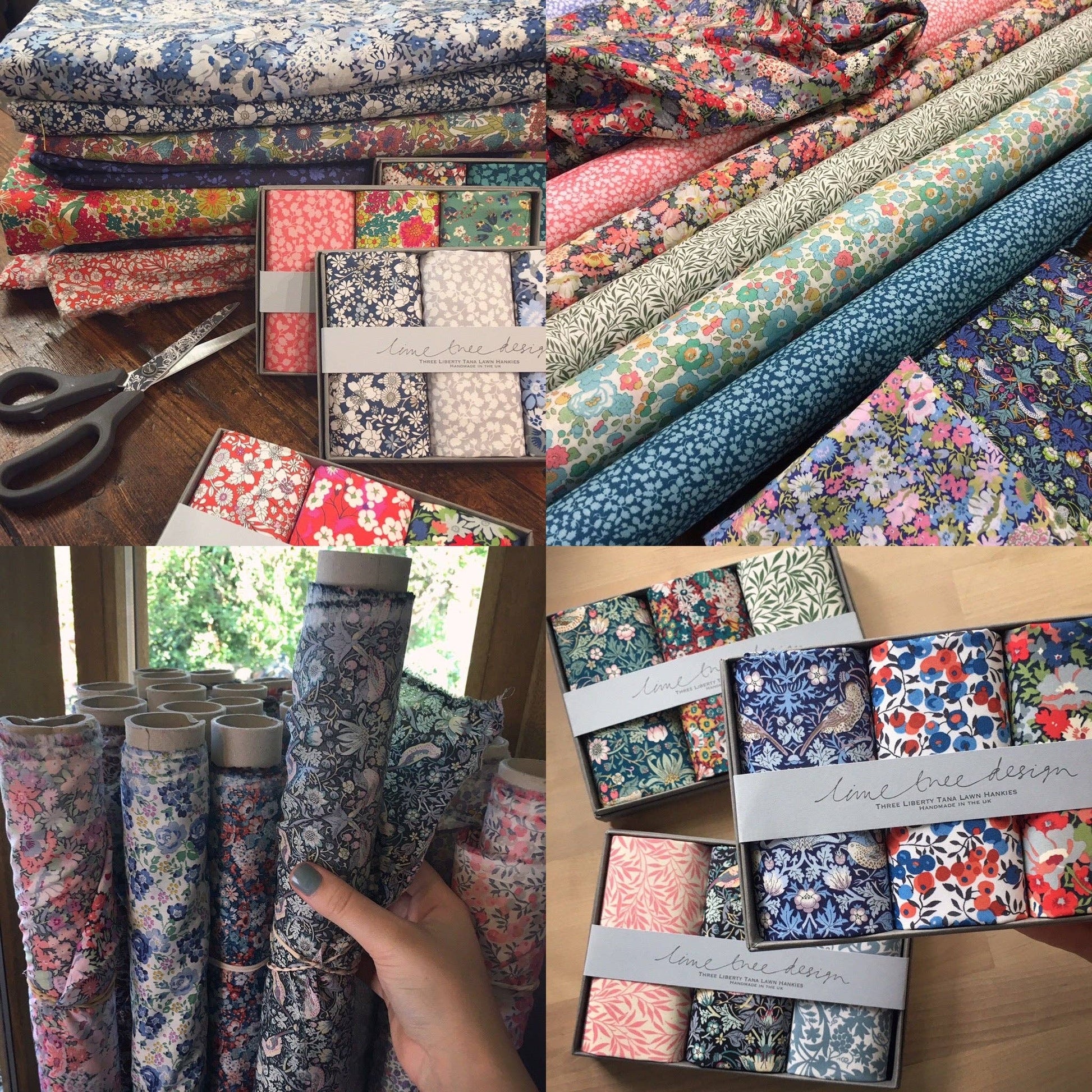 3 Hankies made with Liberty Fabric - Tickled Pink