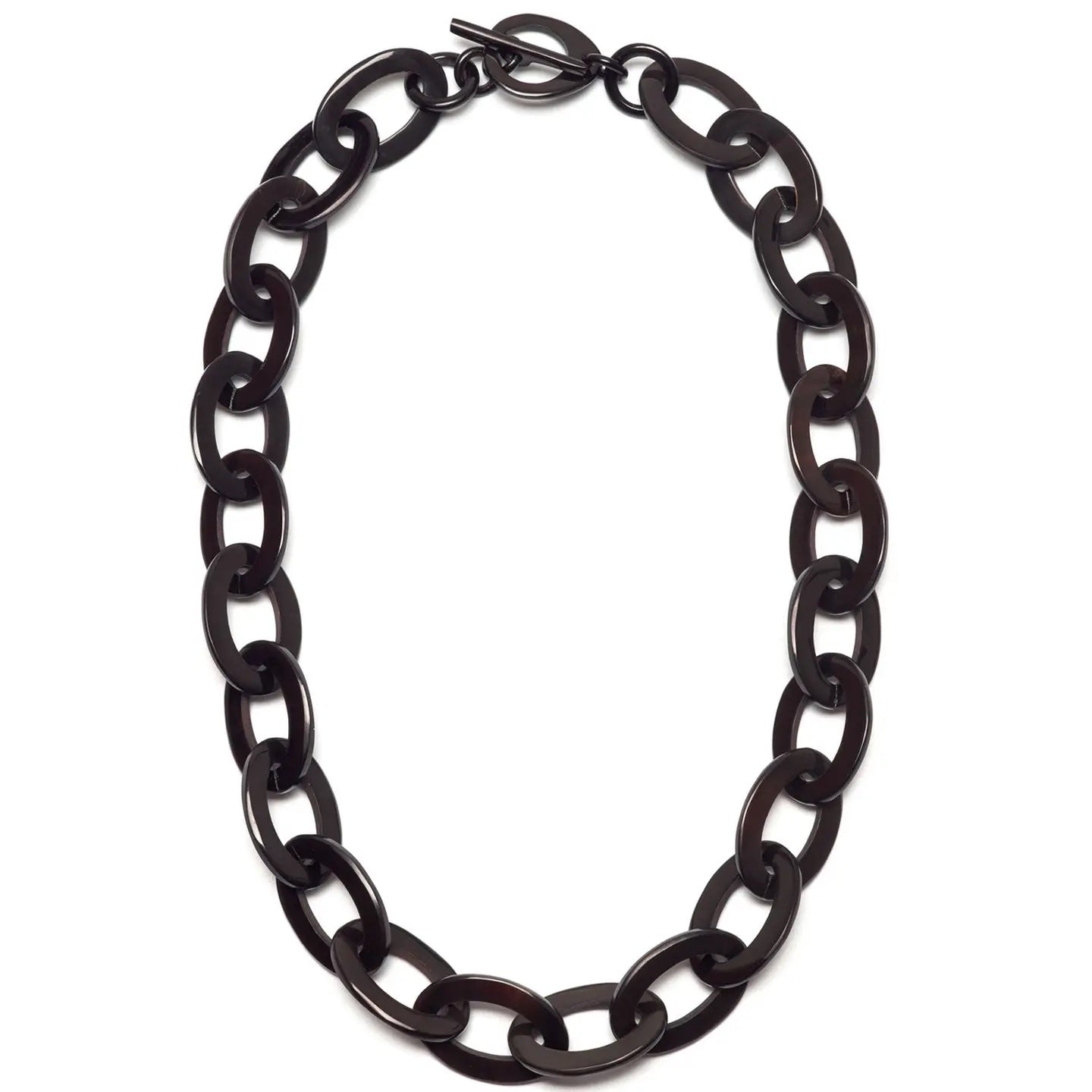 Branch - Mid Length Black Oval Link Necklace