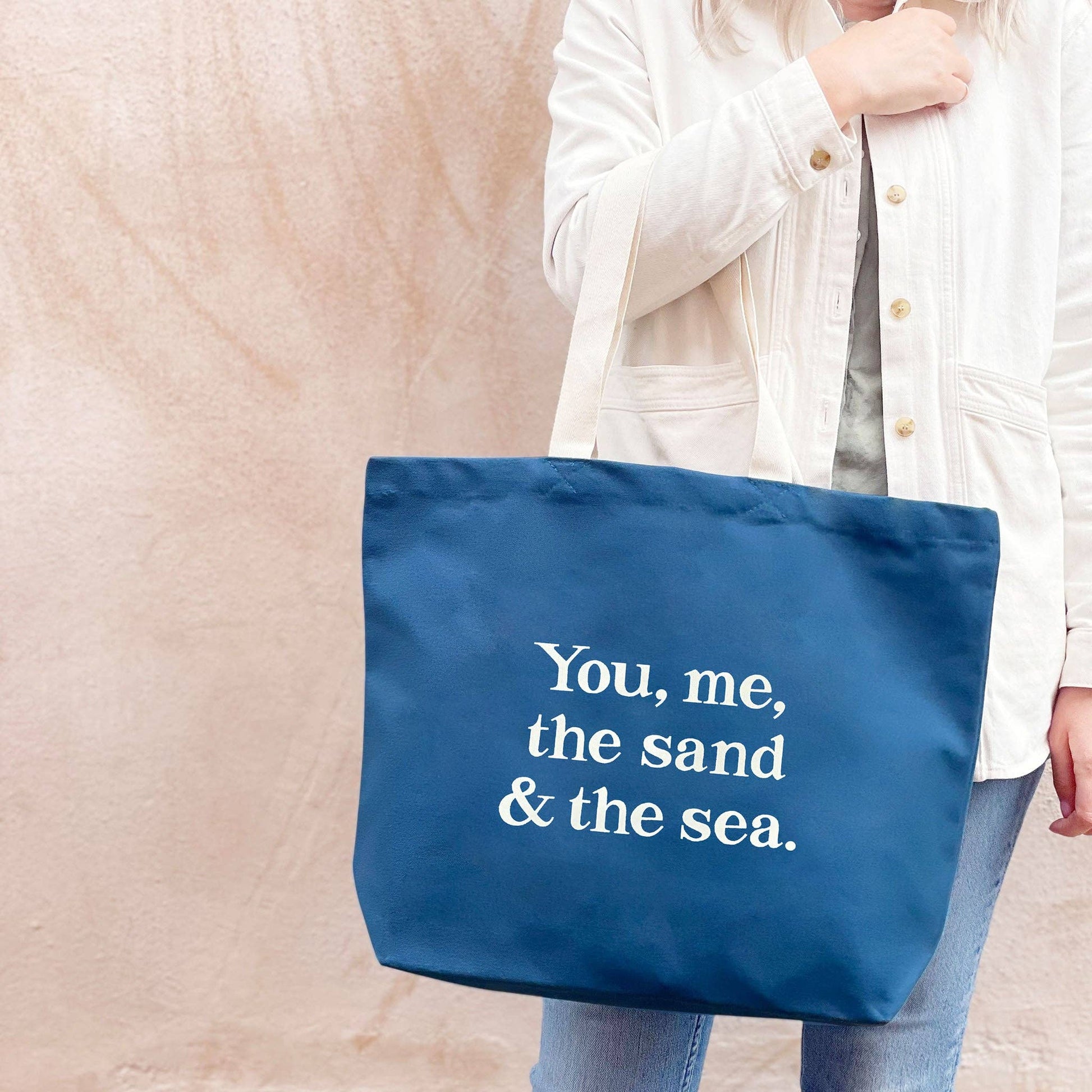 You, Me, the Sand & the Sea - Ocean Blue Canvas Tote Bag