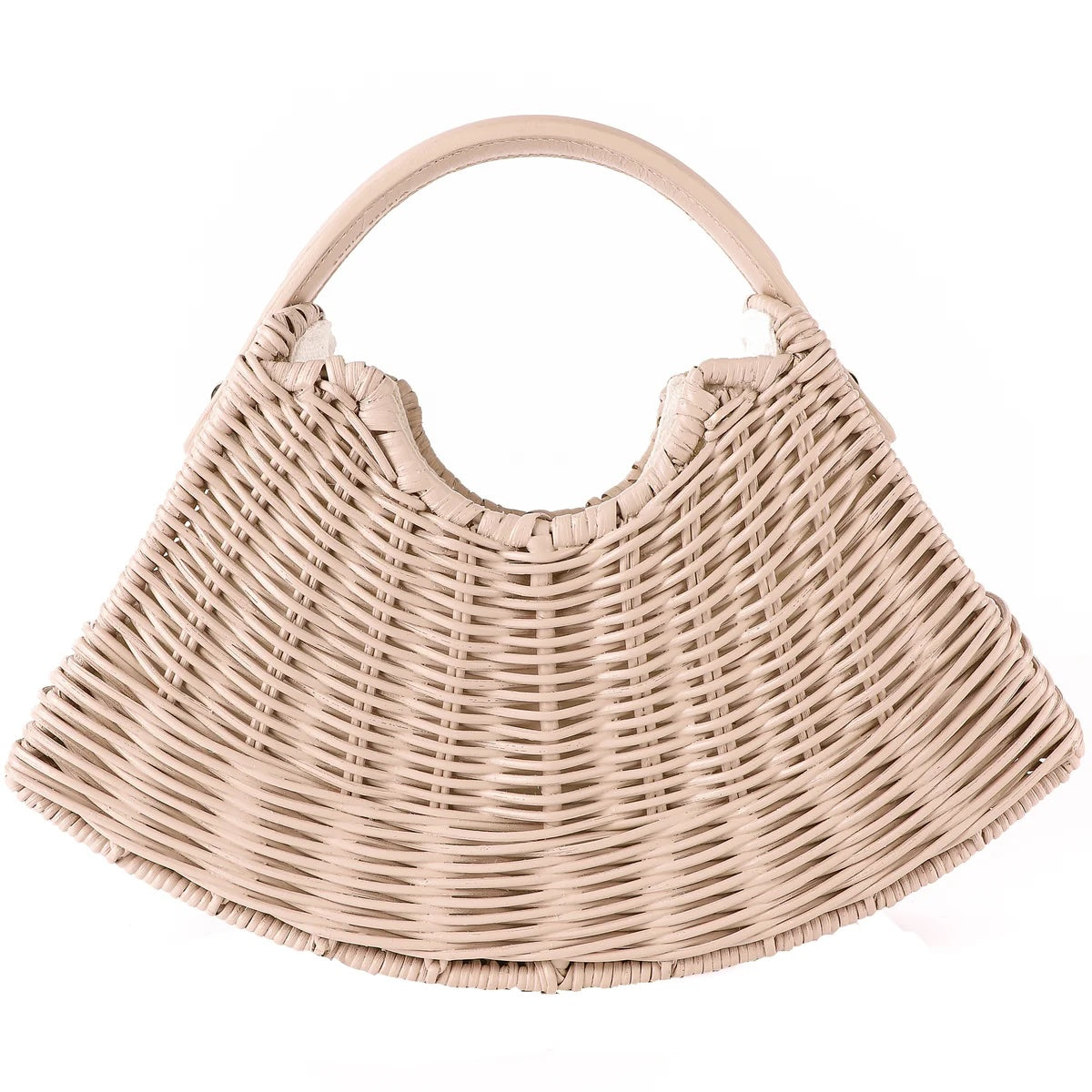 Cream Fan - Wicker Bag