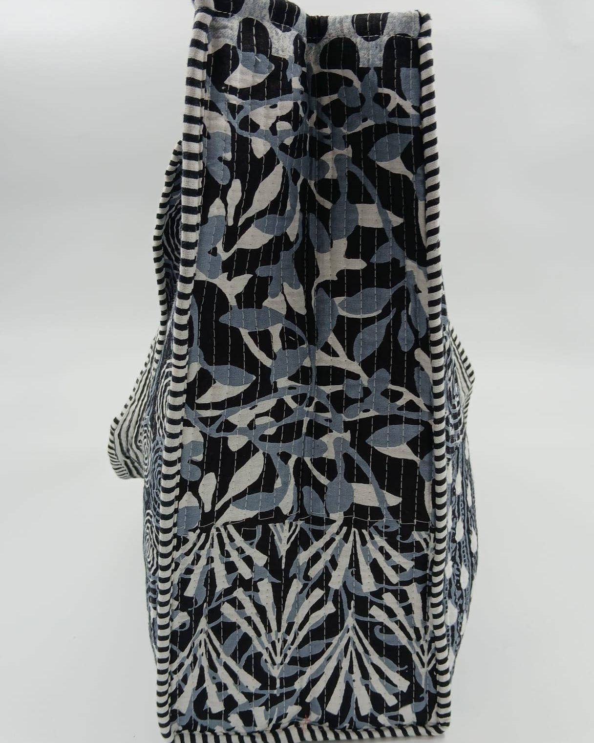 Cotton Kantha Quilted Black & GreyTote Bag