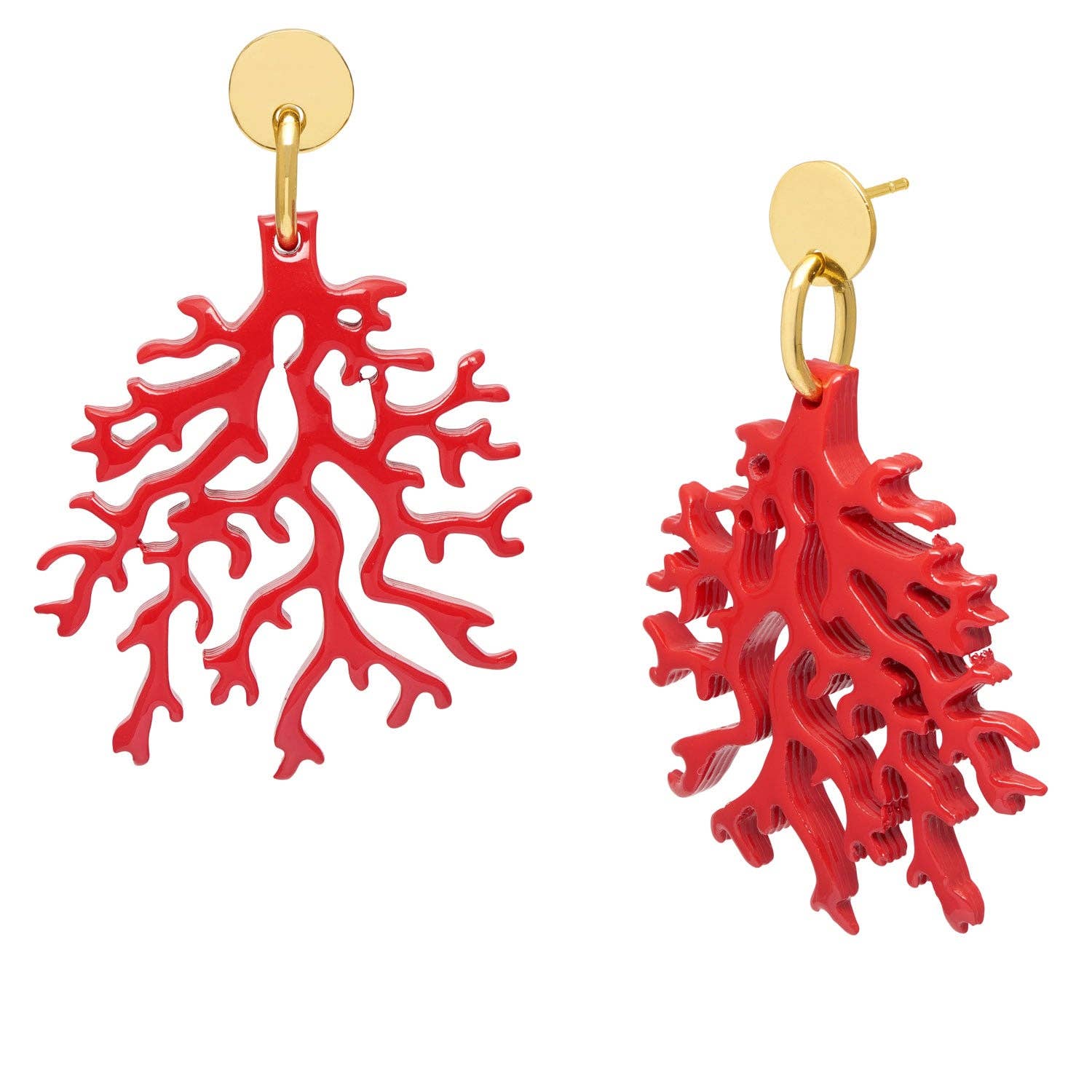 Pink coral shaped earring - Gold