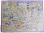 Colorful puzzle with various images on a white background