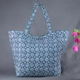 Quilted Shopper / Beach Bag - Blue