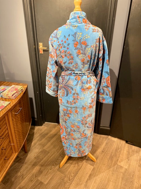 Blue Floral Velvet Kimono