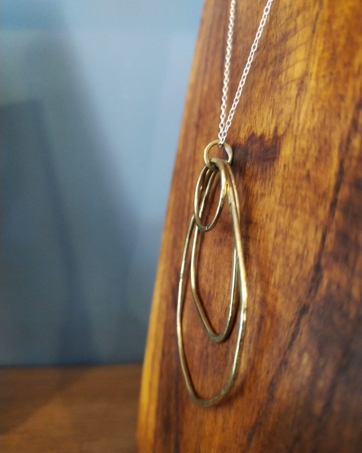Triple Hoop Brass Irregular Pendant