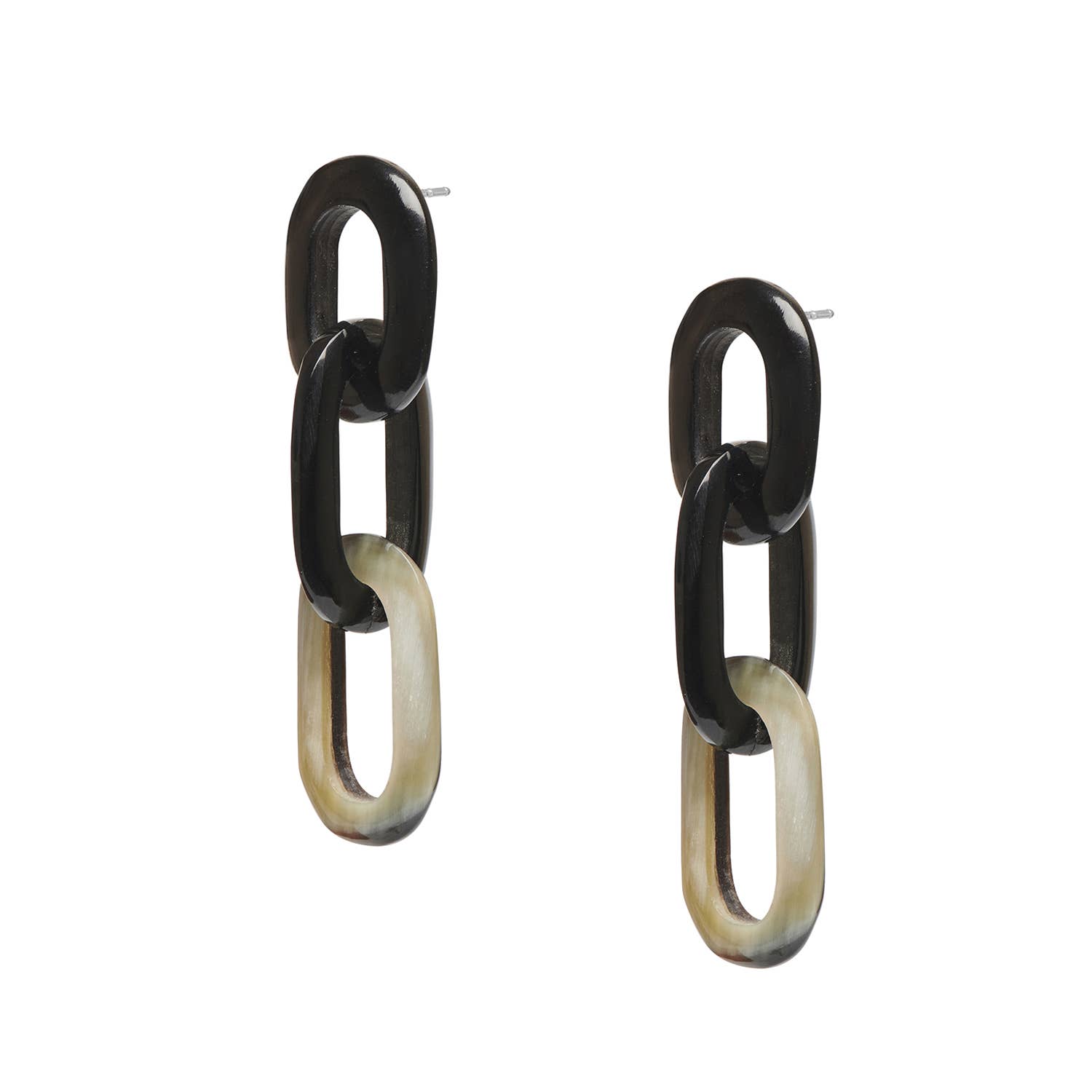 Natural Black triple link earring