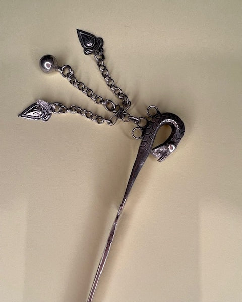 Dragon Hair Pin with Three Charms