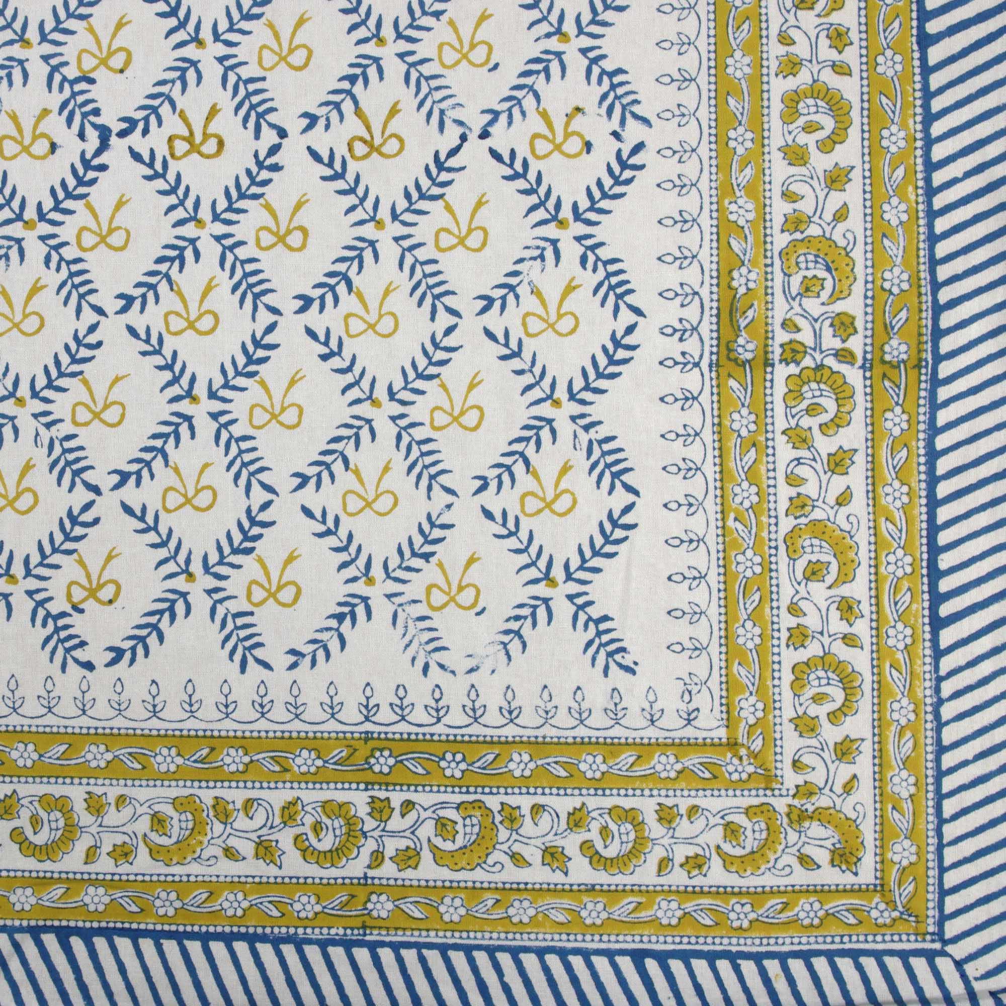 6 Seater Block Printed Rectangular Tablecloth -Bow Design