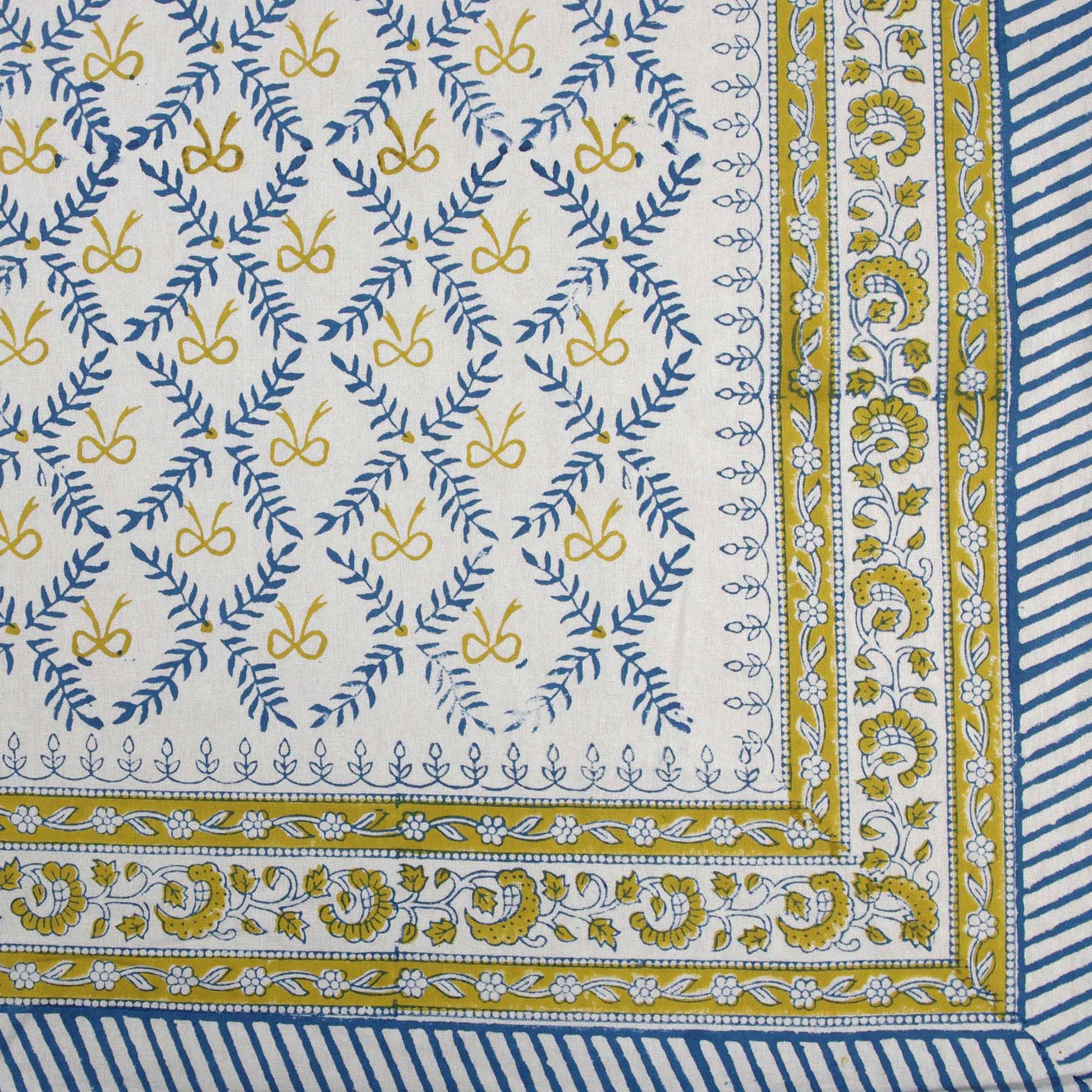6 Seater Block Printed Rectangular Tablecloth -Bow Design