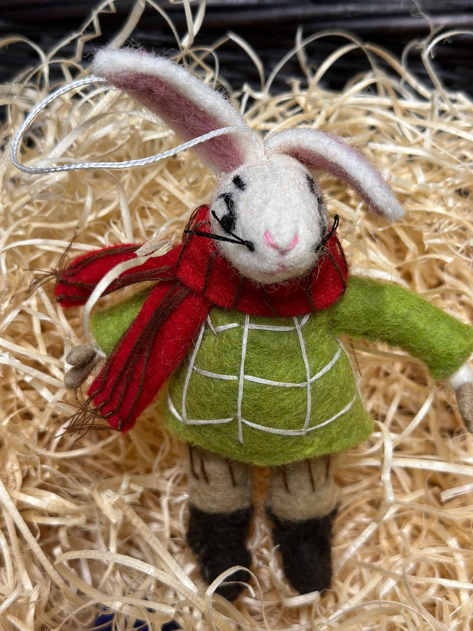 Winter Rabbit Decoration Handmade Felt Deco