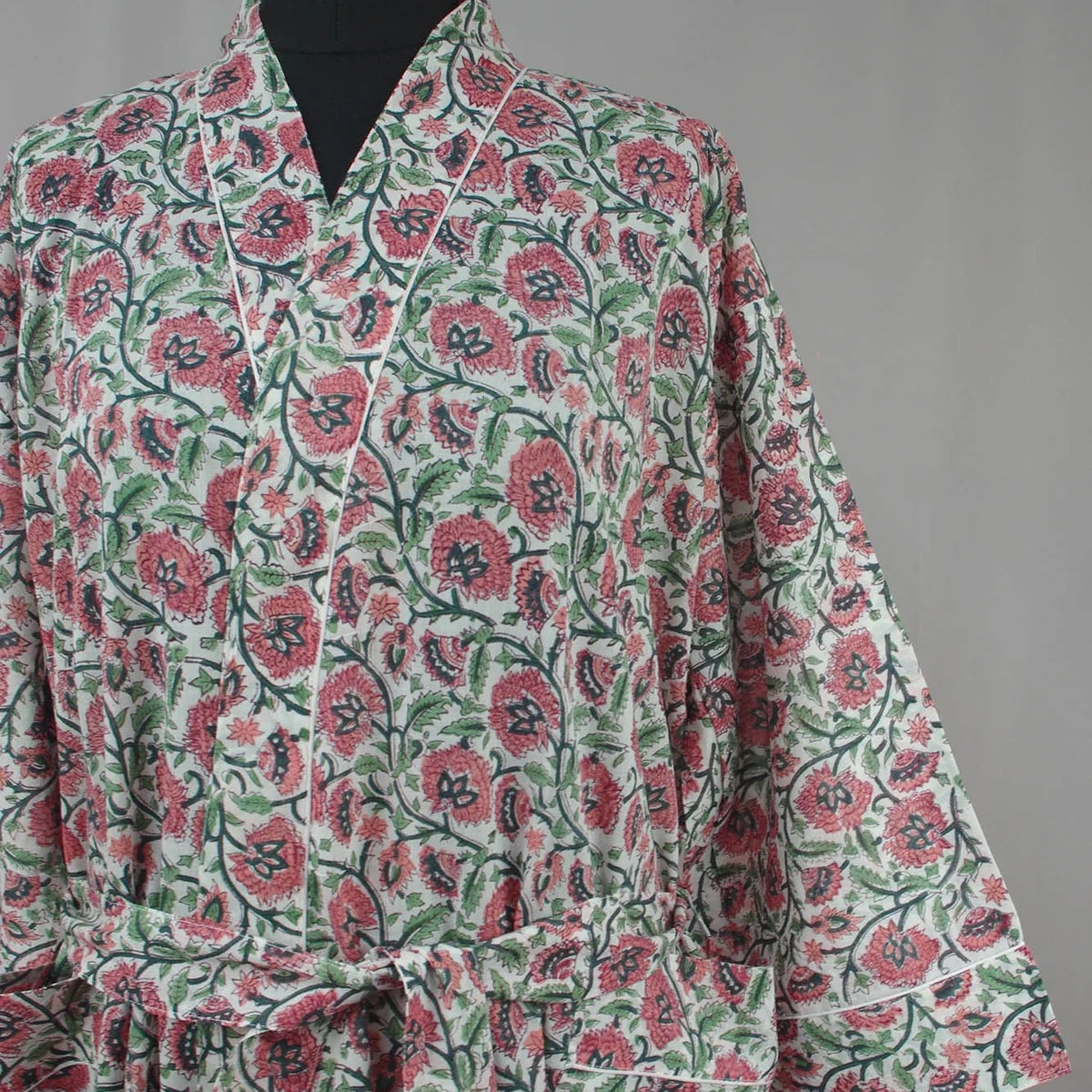 Cotton Kimono - Multi Floral On Off White