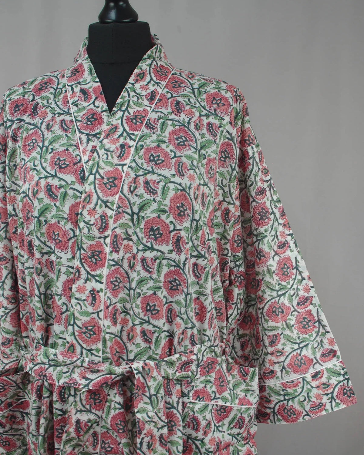 Cotton Kimono - Multi Floral On Off White