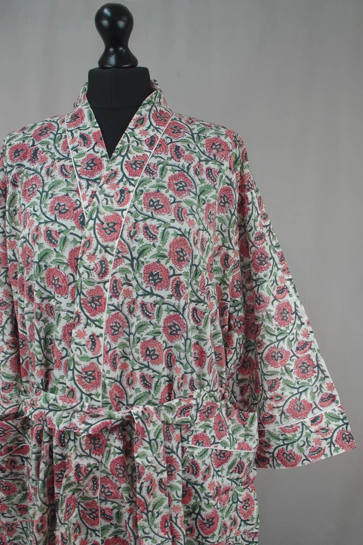 Cotton Kimono - Multi Floral On Off White