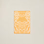 Orange birthday card with white decorative patterns on a beige background