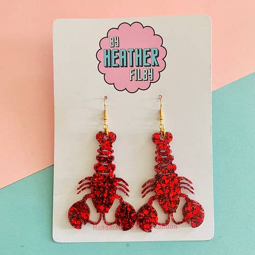 Large Lobster Glitter Earrings