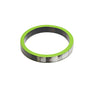 Metallic ring with green rim on a white background