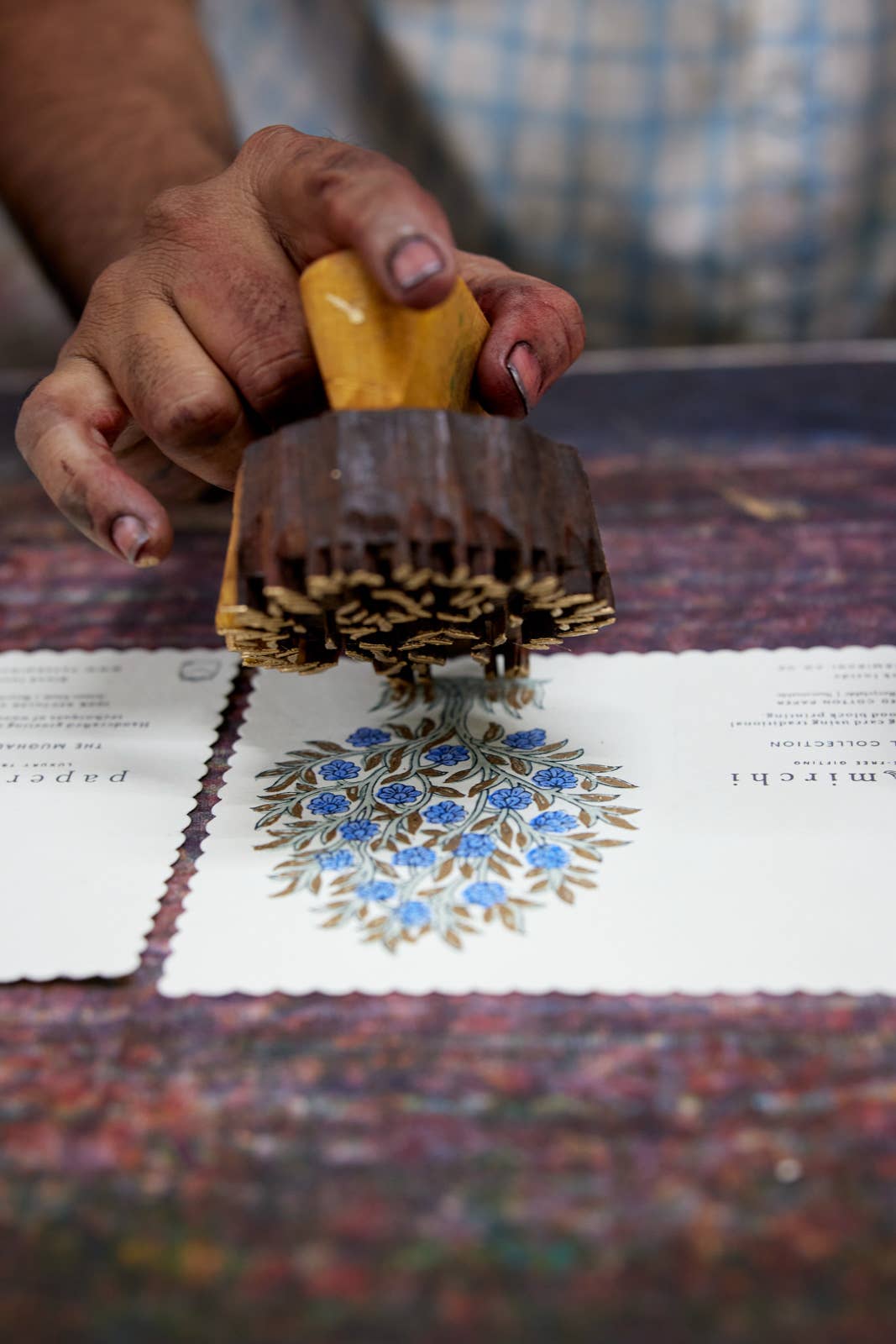 Hand Block Printed Greeting Card - GC Mogra Periwinkle