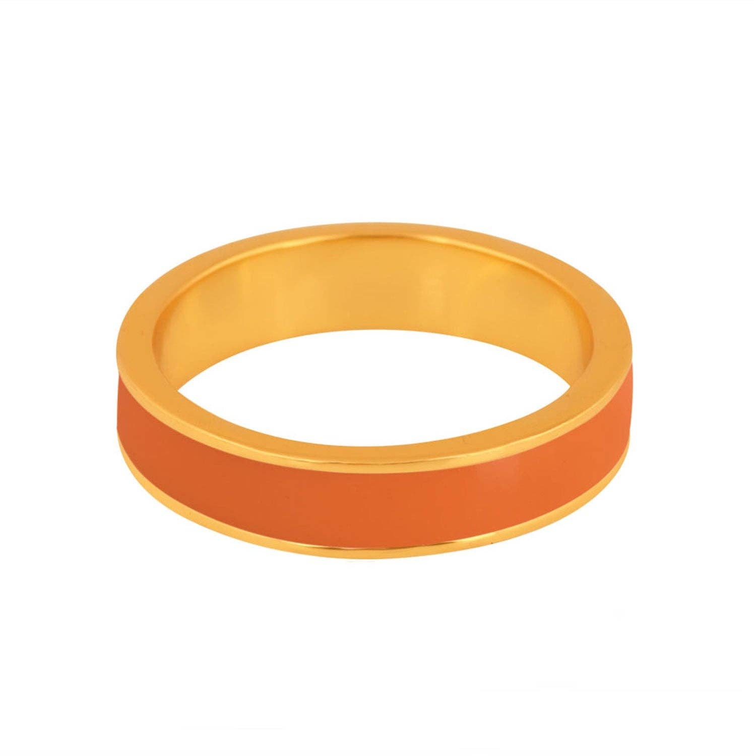 Gold and Orange enamel band ring: Medium