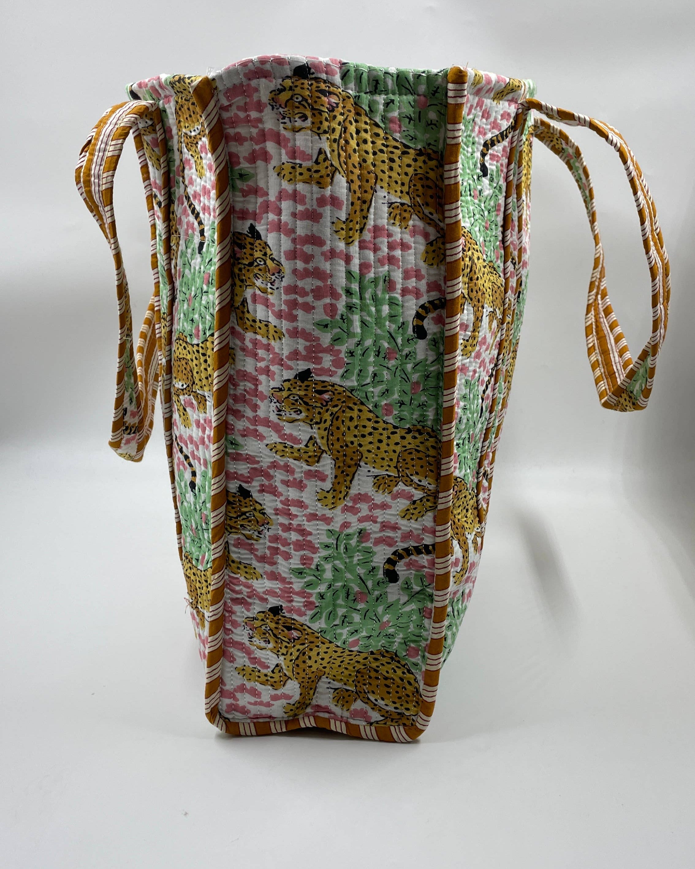 Leopard & Jungle cotton Kantha Quilted Tote Bag