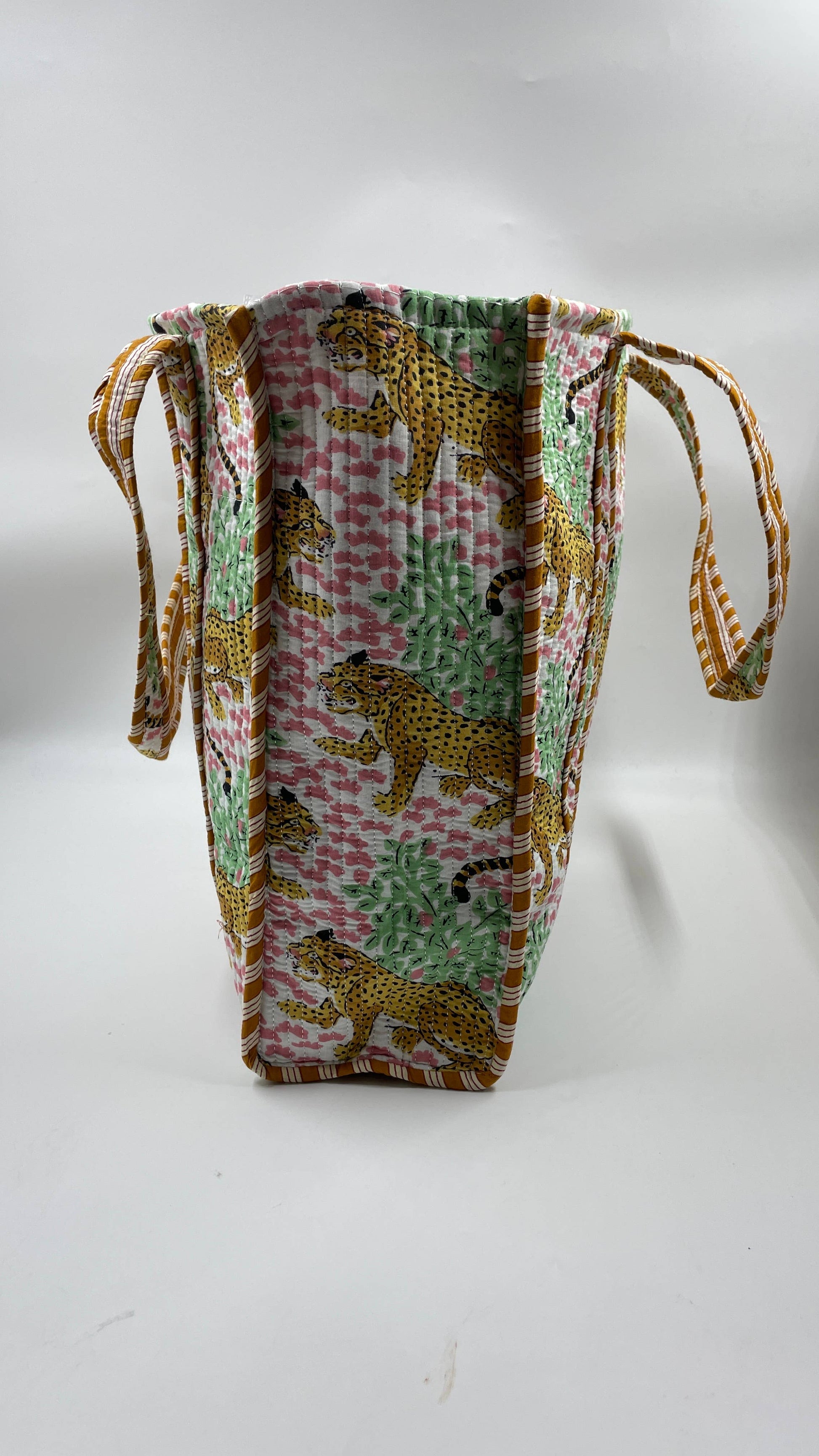 Leopard & Jungle cotton Kantha Quilted Tote Bag