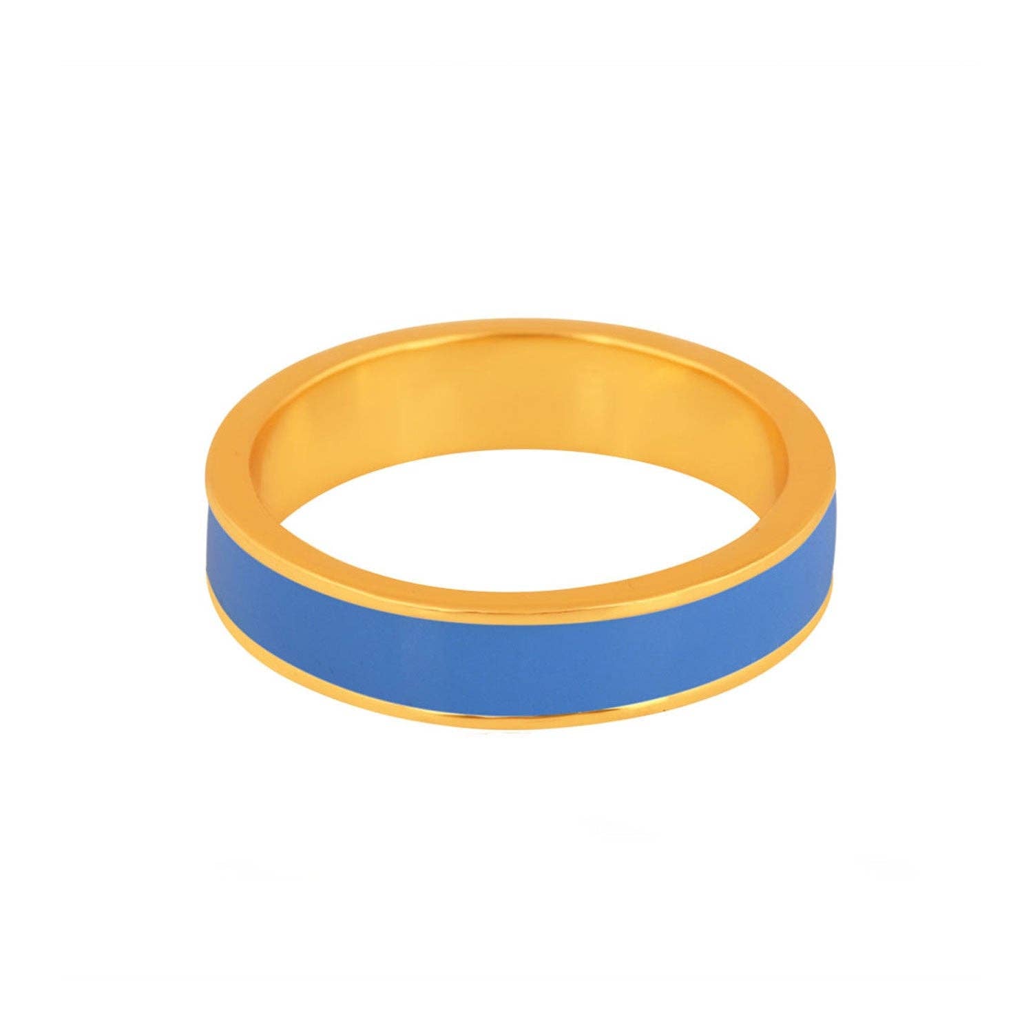 Gold and Blue enamel band ring: Medium