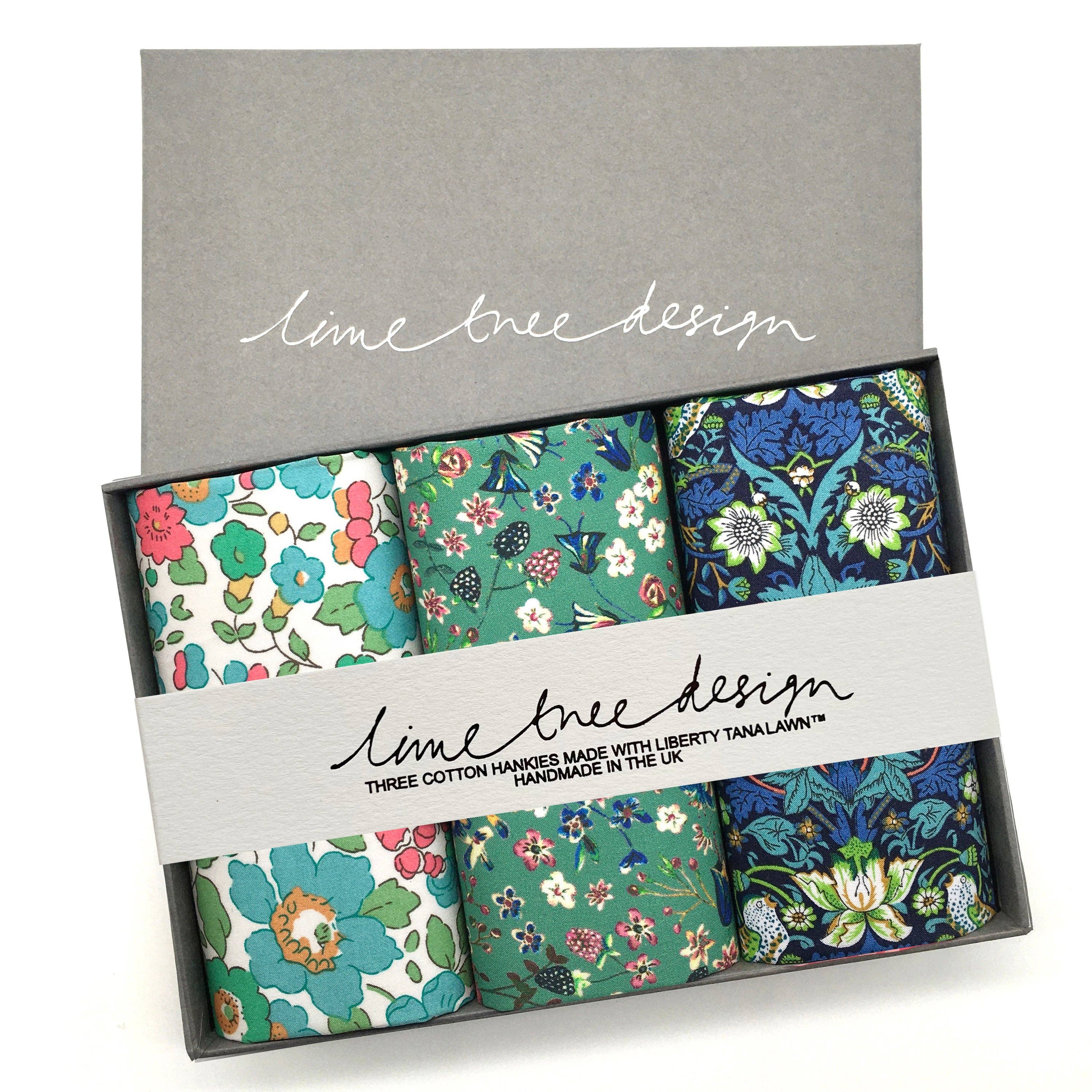 3 Hankies made with Liberty Fabric - Strawberry Thief