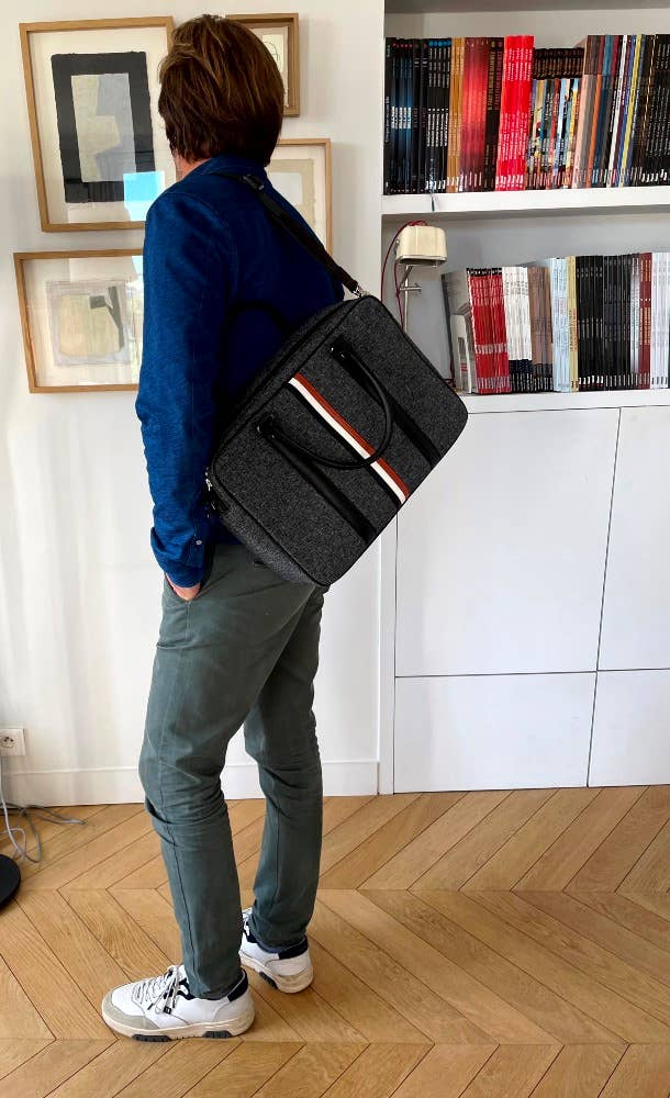 Williams Computer Bag in Grey Leather