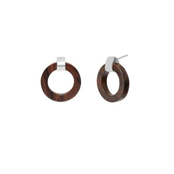 Rosewood ring earrings - Silver