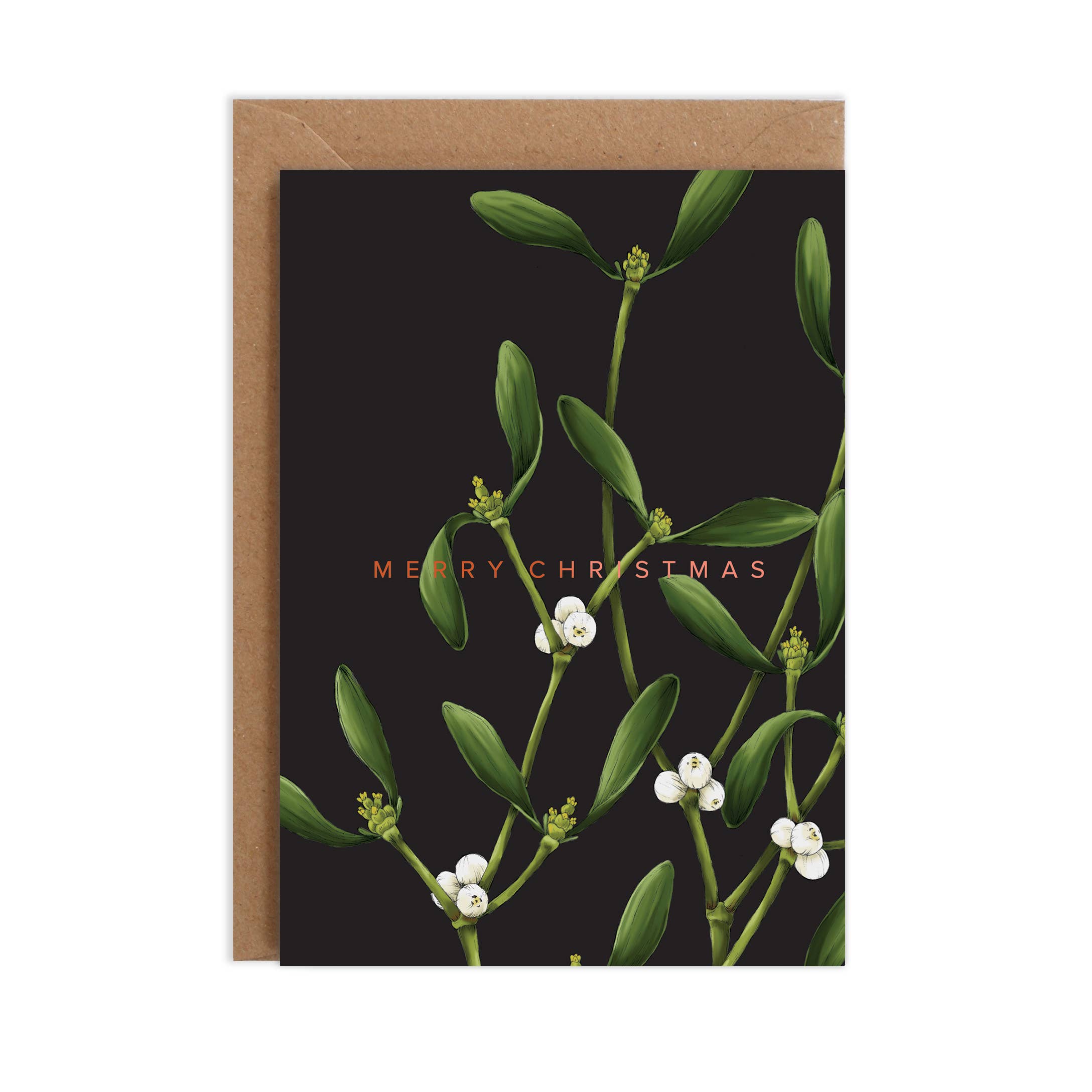 Mistletoe - Black - Christmas Card