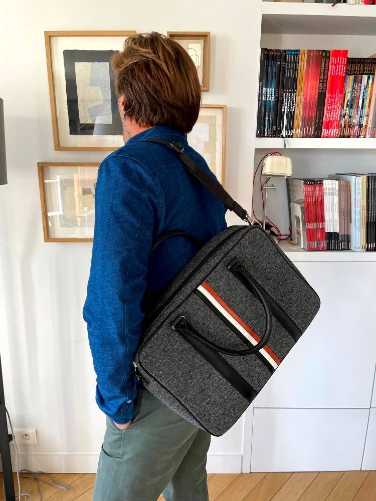 Williams Computer Bag in Grey Leather